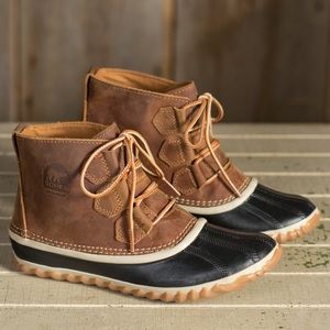 Sorel Out N About Brown Waterproof Leather Ankle Duck Boots Size 6.5